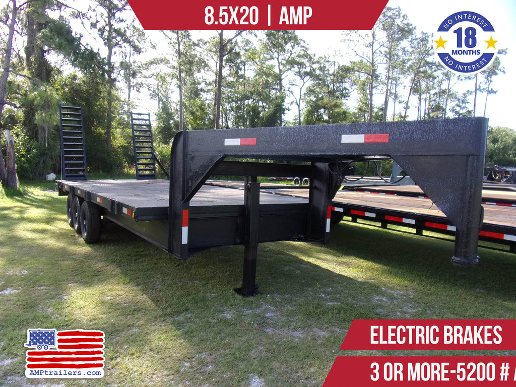 Used 8.5x20 AMP Flatbed Gooseneck Trailer