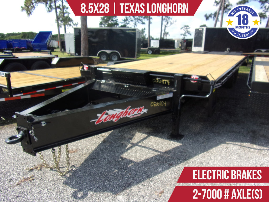 New 8.5x28 East Texas Longhorn Flatbed Pintle Trailer
