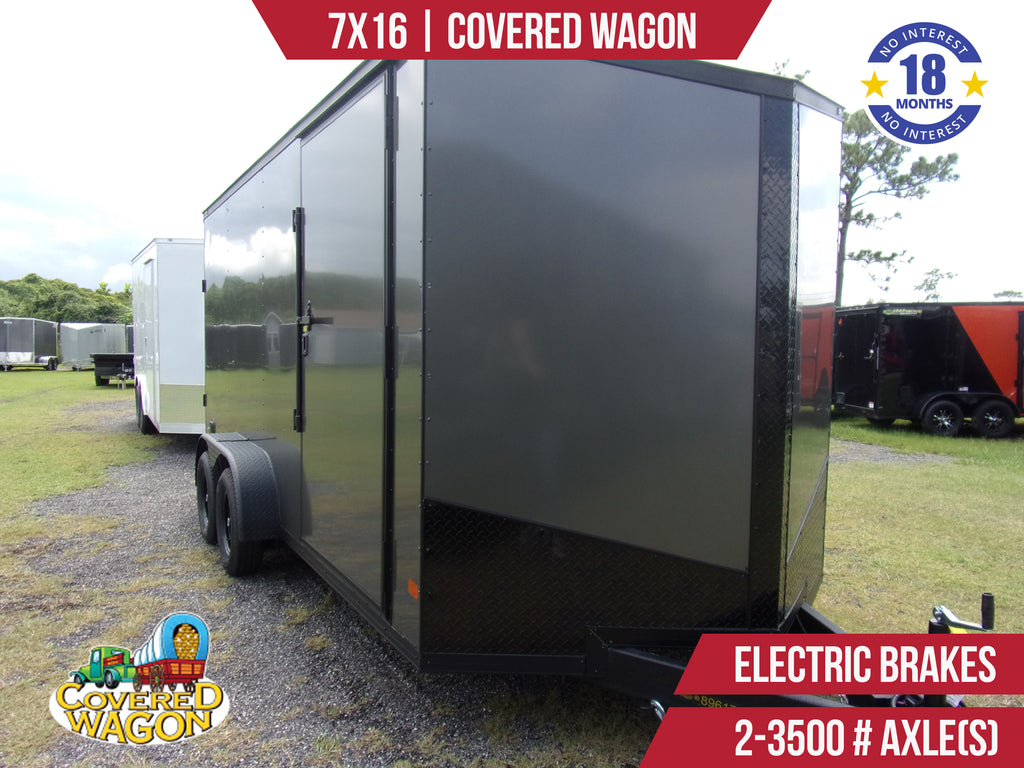 New 7x16 Covered Wagon Enclosed Trailer