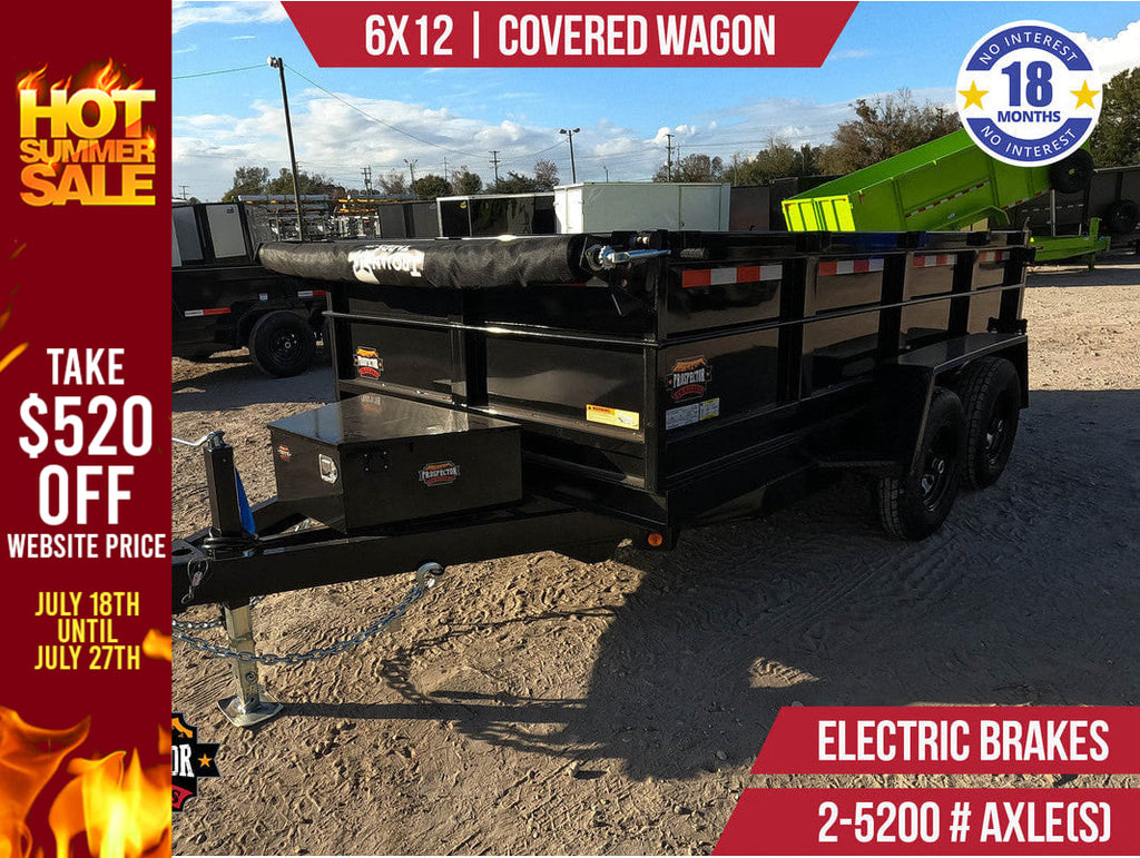 New 6x12 Covered Wagon Dump Trailer **SUMMER SALE! TAKE $520 OFF WEBSITE PRICE**