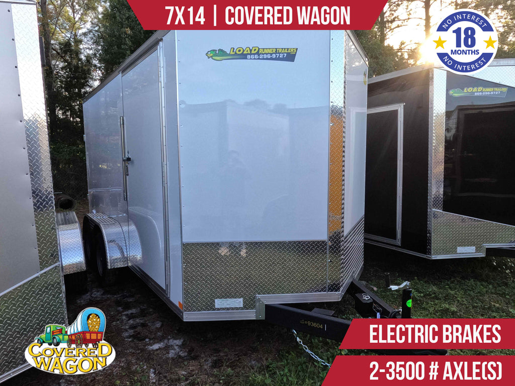 New 7x14 Covered Wagon Enclosed Trailer