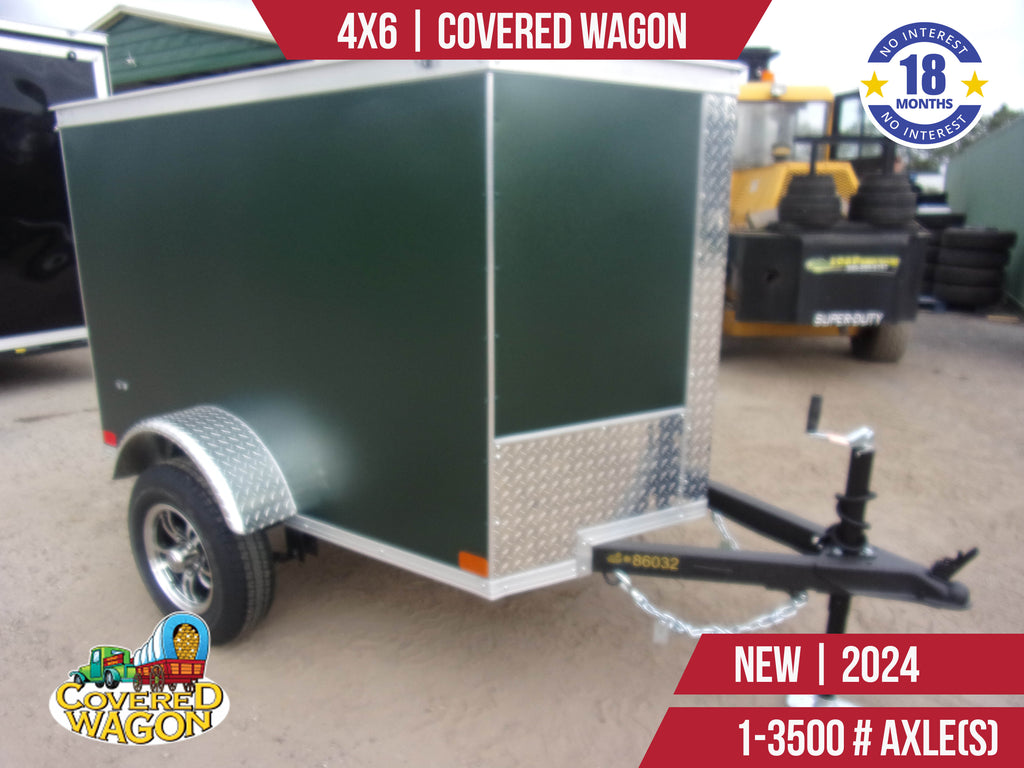 New 4x6 Covered Wagon Enclosed Trailer