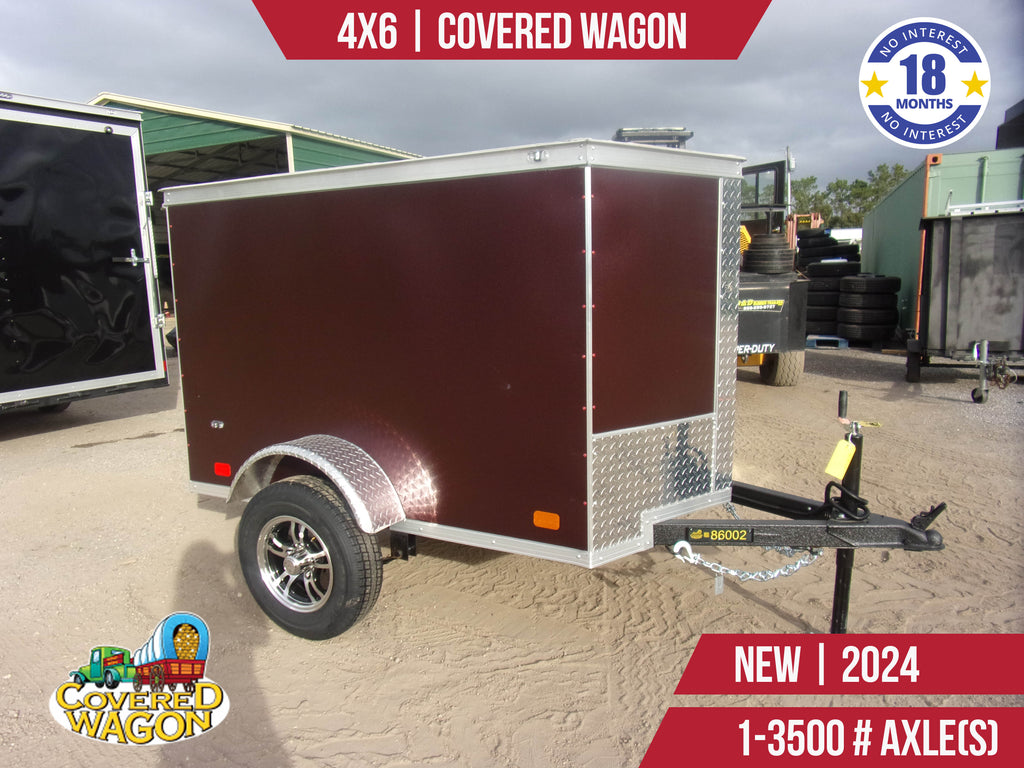 New 4x6 Covered Wagon Enclosed Trailer