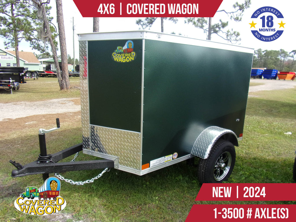 New 4x6 Covered Wagon Enclosed Trailer