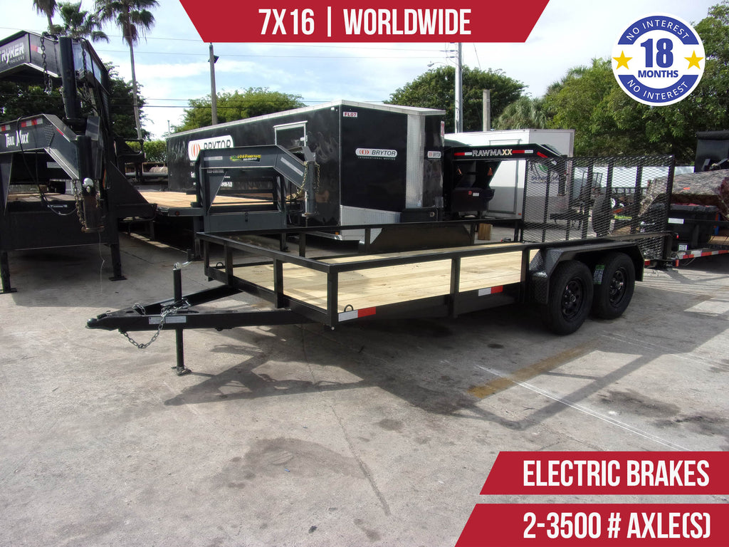 New 7x16 Worldwide Utility Trailer