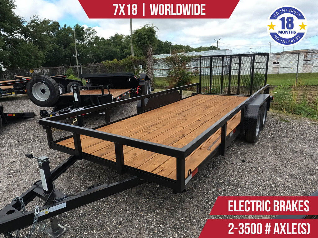 New 7x18 Worldwide Utility Trailer