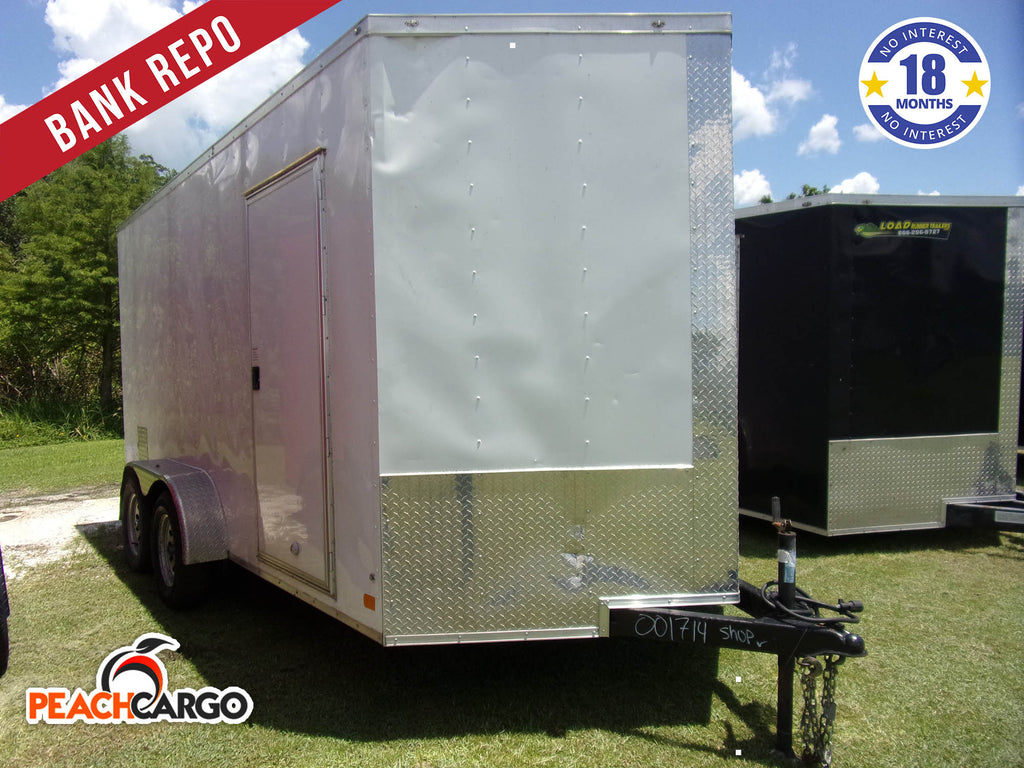 *BANK REPO* Used 7x14 Peach Cargo Enclosed Trailer