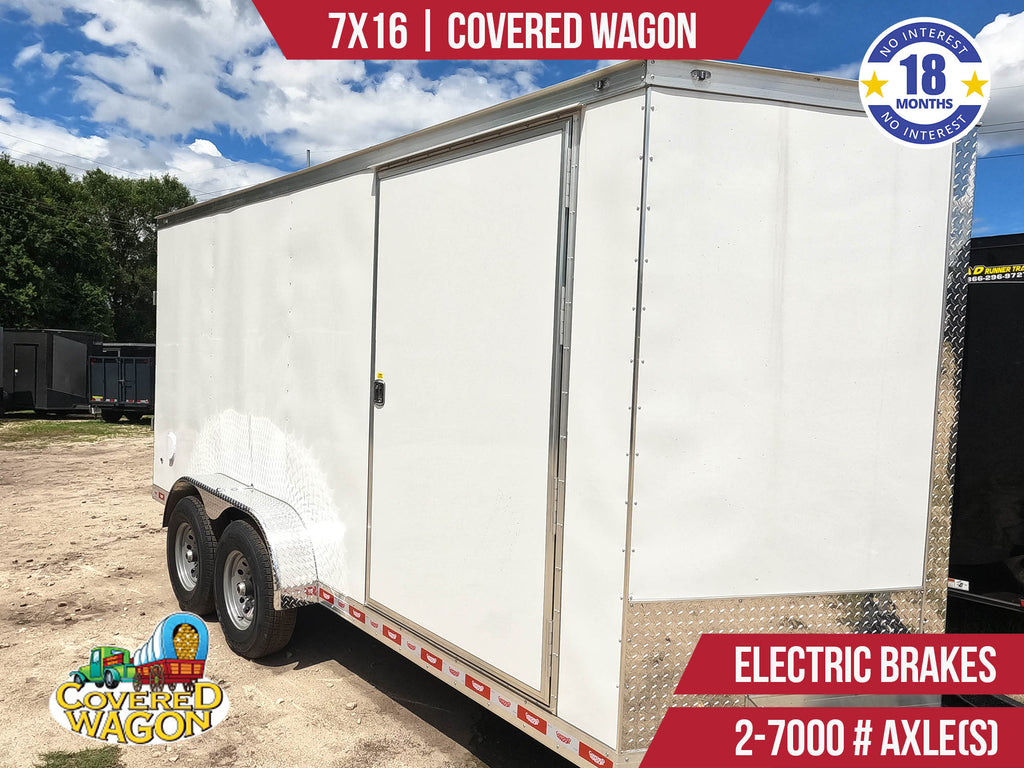 New 7x16 Covered Wagon Enclosed Trailer