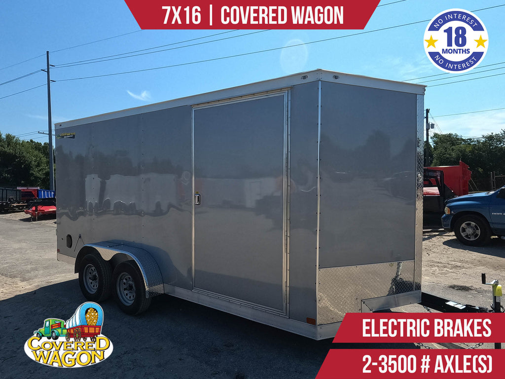 New 7x16 Covered Wagon Enclosed Trailer