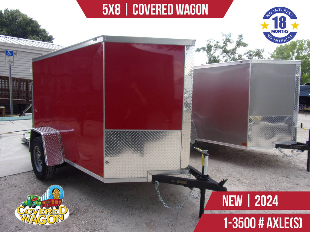 New 5x8 Covered Wagon Enclosed Trailer