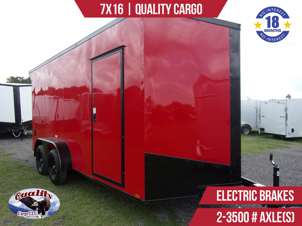 New 7x16 Quality Cargo Enclosed Trailer