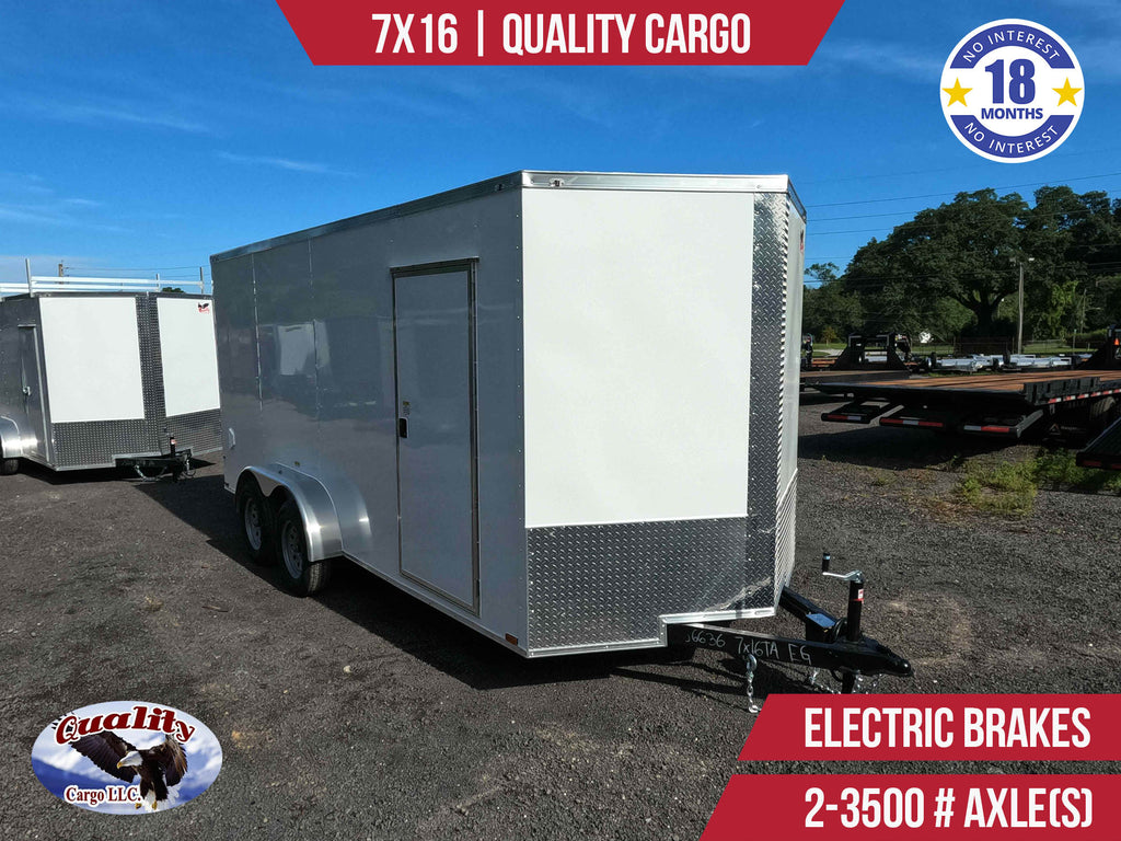 New 7x16 Quality Cargo Enclosed Trailer