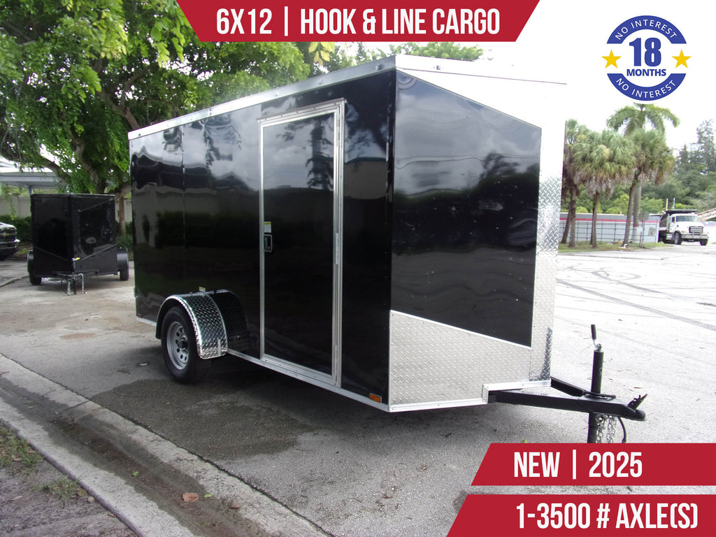 New 6x12 HOOK & LINE CARGO Enclosed Trailer